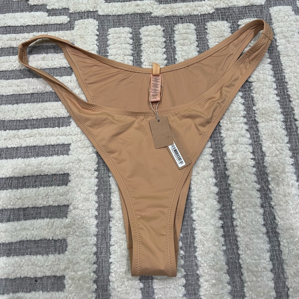 SKIMS Recycled Swim Micro Tanga Bikini Bottom - Ochre